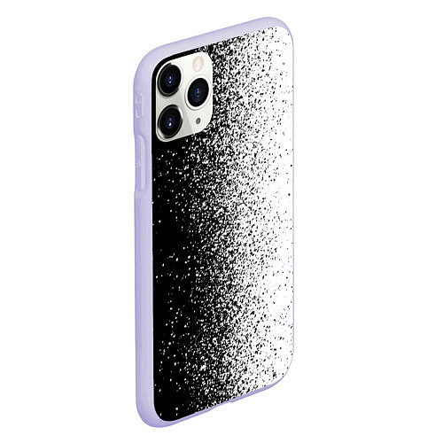 Чехол iPhone 11 Pro матовый Брызги красок - Черно-белый / 3D-Светло-сиреневый – фото 2