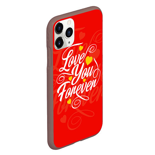 Чехол iPhone 11 Pro матовый Love you forever - hearts, patterns / 3D-Коричневый – фото 2