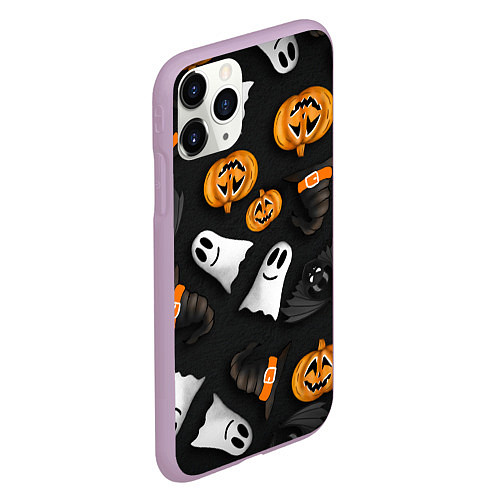 Чехол iPhone 11 Pro матовый Halloween 31 окт / 3D-Сиреневый – фото 2