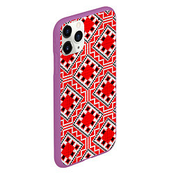 Чехол iPhone 11 Pro матовый Белорусская вышивка - орнамент, цвет: 3D-фиолетовый — фото 2