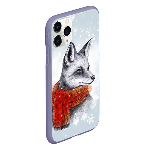 Чехол iPhone 11 Pro матовый Новогодняя тёплая лиса / 3D-Серый – фото 2