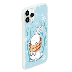 Чехол iPhone 11 Pro матовый Кролик в снеженом лесу, цвет: 3D-белый — фото 2