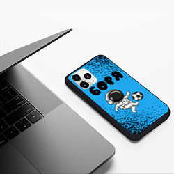 Чехол iPhone 11 Pro матовый Боря космонавт футболист, цвет: 3D-черный — фото 2
