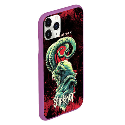 Чехол iPhone 11 Pro матовый Slipknot - козел / 3D-Фиолетовый – фото 2