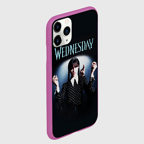 Чехол iPhone 11 Pro матовый Уэнсдей и рука / 3D-Фиолетовый – фото 2