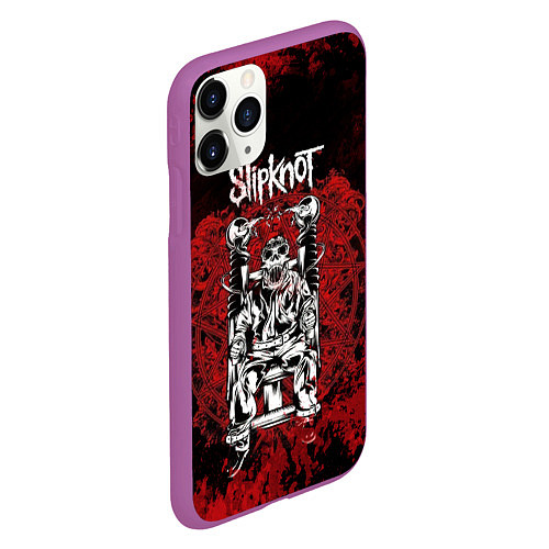 Чехол iPhone 11 Pro матовый Slipknot - скелет / 3D-Фиолетовый – фото 2