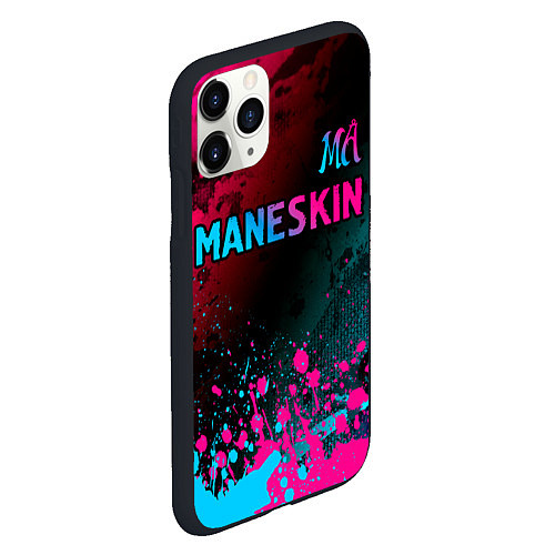Чехол iPhone 11 Pro матовый Maneskin - neon gradient: символ сверху / 3D-Черный – фото 2