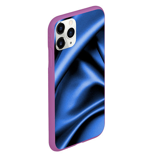 Чехол iPhone 11 Pro матовый Складки гладкой синей ткани / 3D-Фиолетовый – фото 2