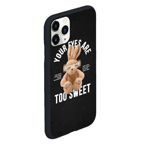 Чехол iPhone 11 Pro матовый Rabbit too sweet / 3D-Черный – фото 2