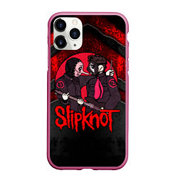 Чехол iPhone 11 Pro матовый Slipknot black and red