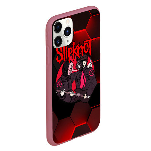 Чехол iPhone 11 Pro матовый Slipknot art black / 3D-Малиновый – фото 2