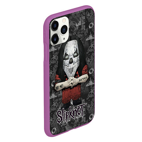 Чехол iPhone 11 Pro матовый Slipknot серый абстрактный фон / 3D-Фиолетовый – фото 2