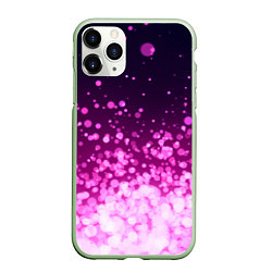 Чехол iPhone 11 Pro матовый Розовые блёстки на тёмном фоне, цвет: 3D-салатовый