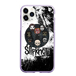 Чехол iPhone 11 Pro матовый Slipknot black and white, цвет: 3D-светло-сиреневый