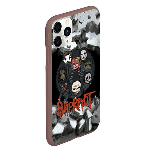 Чехол iPhone 11 Pro матовый Slipknot объемные плиты black / 3D-Коричневый – фото 2