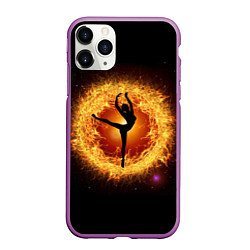 Чехол iPhone 11 Pro матовый Танец балерины в огненном шаре, цвет: 3D-фиолетовый