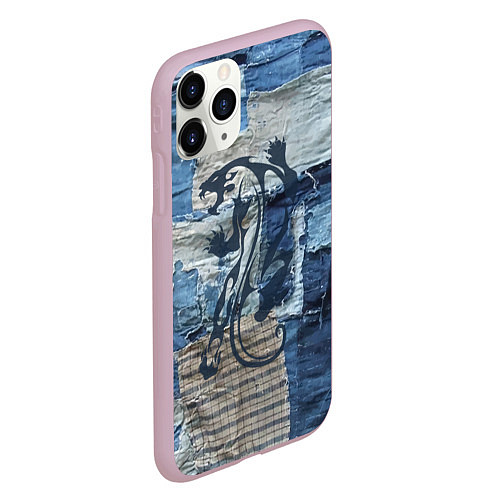 Чехол iPhone 11 Pro матовый Cotton Rag - Patchwork -Tiger / 3D-Розовый – фото 2