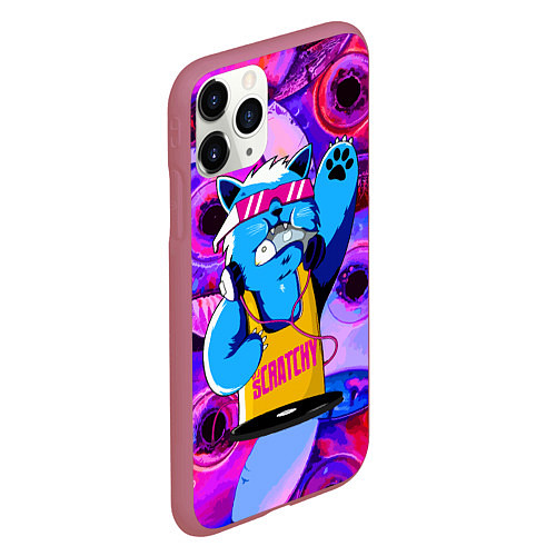 Чехол iPhone 11 Pro матовый DJ Scratchy in pink glasses / 3D-Малиновый – фото 2