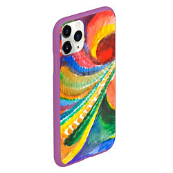 Чехол iPhone 11 Pro матовый Райская птичка акварельная абстракция, цвет: 3D-фиолетовый — фото 2