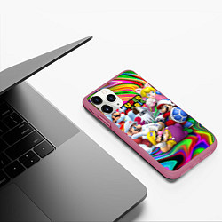 Чехол iPhone 11 Pro матовый Super Mario - Gaming aesthetics - Collage, цвет: 3D-малиновый — фото 2