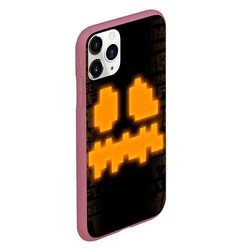 Чехол iPhone 11 Pro матовый Неон Тыква - Майнкрафт / 3D-Малиновый – фото 2