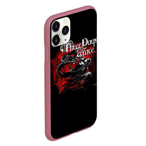 Чехол iPhone 11 Pro матовый Three Days Grace змея и ворон / 3D-Малиновый – фото 2