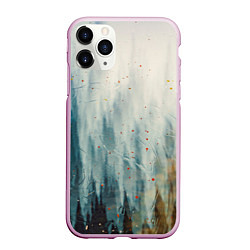 Чехол iPhone 11 Pro матовый Абстрактные водянистые паттерны и краски, цвет: 3D-розовый