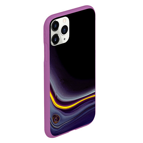 Чехол iPhone 11 Pro матовый Фиолетовые краски во тьме / 3D-Фиолетовый – фото 2
