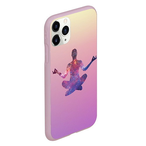 Чехол iPhone 11 Pro матовый Поза лотоса в йоге / 3D-Розовый – фото 2