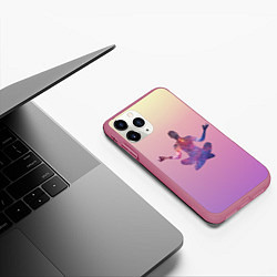 Чехол iPhone 11 Pro матовый Поза лотоса в йоге, цвет: 3D-малиновый — фото 2