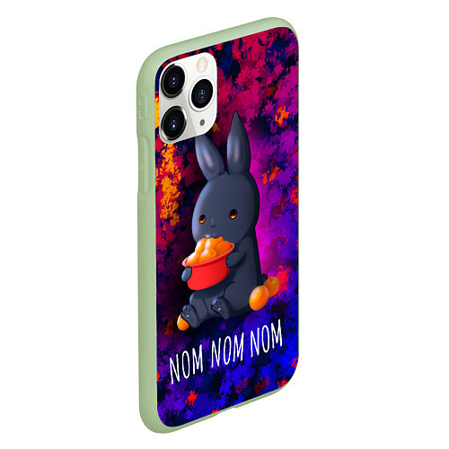 Чехол iPhone 11 Pro матовый Кролик с мандаринами - Nom nom nom / 3D-Салатовый – фото 2