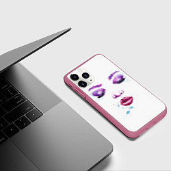 Чехол iPhone 11 Pro матовый Лицо милой девушки, цвет: 3D-малиновый — фото 2