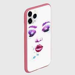Чехол iPhone 11 Pro матовый Лицо милой девушки, цвет: 3D-малиновый — фото 2