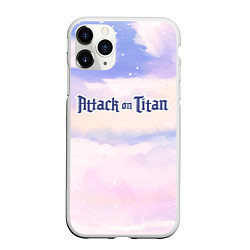 Чехол iPhone 11 Pro матовый Attack on Titan sky clouds, цвет: 3D-белый