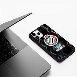 Чехол iPhone 11 Pro матовый Club Brugge FC в стиле glitch на темном фоне, цвет: 3D-черный — фото 2