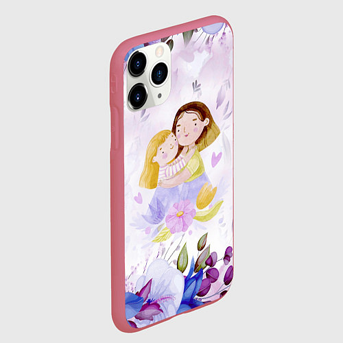 Чехол iPhone 11 Pro матовый Подарок любимой мамочке! / 3D-Малиновый – фото 2
