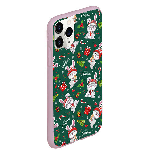 Чехол iPhone 11 Pro матовый Merry Christmas Rabbit 2023 / 3D-Розовый – фото 2