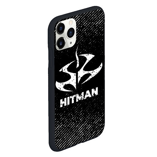 Чехол iPhone 11 Pro матовый Hitman с потертостями на темном фоне / 3D-Черный – фото 2