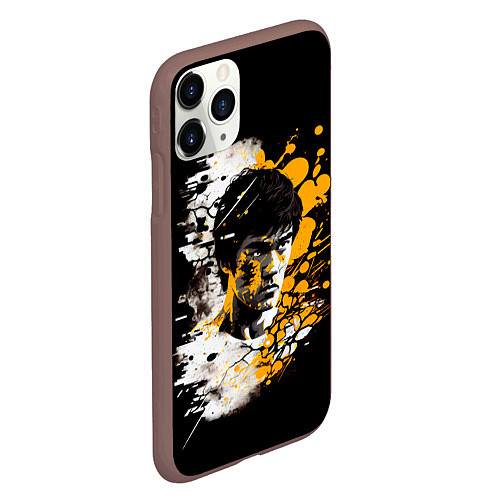 Чехол iPhone 11 Pro матовый Брюс Ли в стиле поп арт / 3D-Коричневый – фото 2