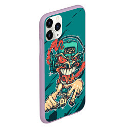 Чехол iPhone 11 Pro матовый Маска репера-монстра, цвет: 3D-сиреневый — фото 2