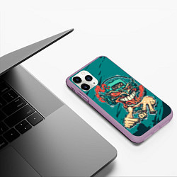 Чехол iPhone 11 Pro матовый Маска репера-монстра, цвет: 3D-сиреневый — фото 2