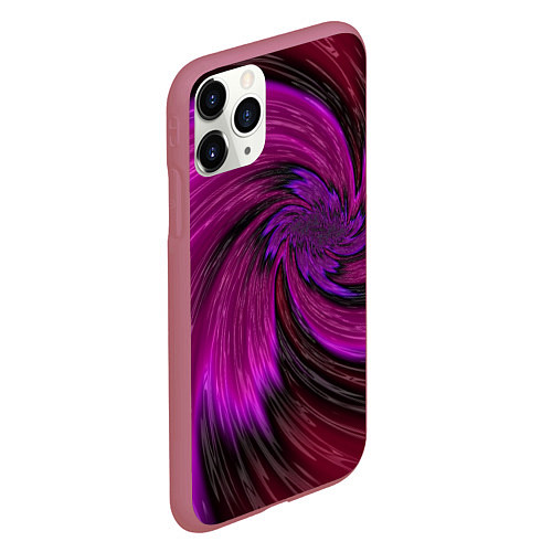 Чехол iPhone 11 Pro матовый Фиолетовый вихрь / 3D-Малиновый – фото 2