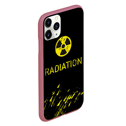 Чехол iPhone 11 Pro матовый Radiation - радиационная опасность / 3D-Малиновый – фото 2