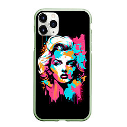 Чехол iPhone 11 Pro матовый Мэрилин Монро - поп арт, цвет: 3D-салатовый