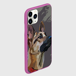 Чехол iPhone 11 Pro матовый Голова немецкой овчарки, цвет: 3D-фиолетовый — фото 2