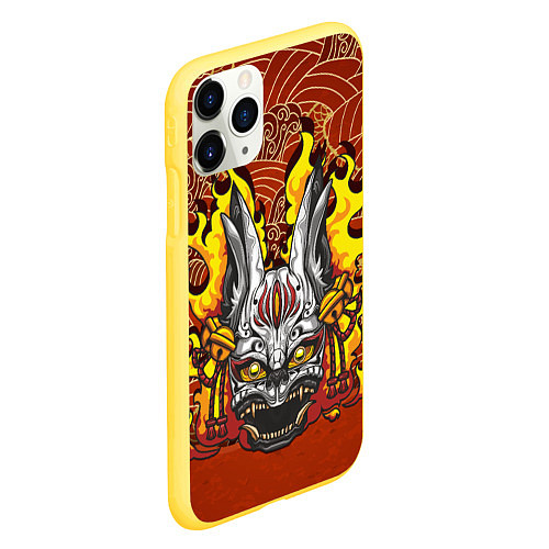 Чехол iPhone 11 Pro матовый Огненный кролик / 3D-Желтый – фото 2