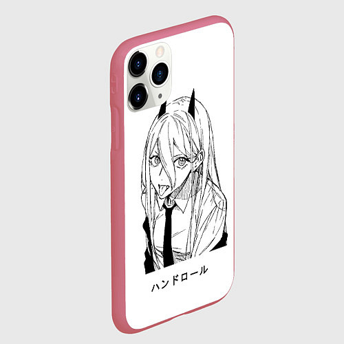 Чехол iPhone 11 Pro матовый Пауэр с язычком - Человек бензопила / 3D-Малиновый – фото 2