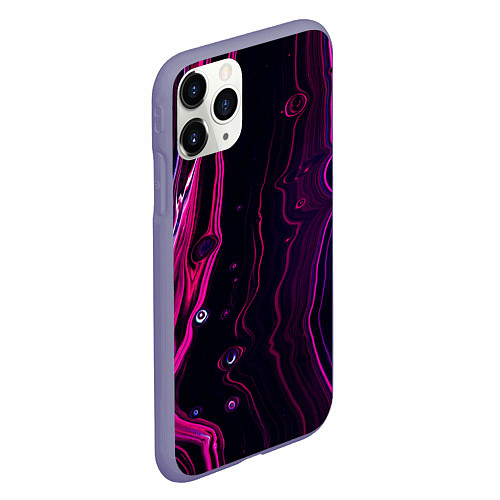Чехол iPhone 11 Pro матовый Фиолетовые линии песка во тьме / 3D-Серый – фото 2