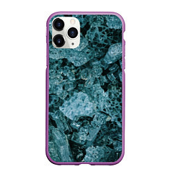 Чехол iPhone 11 Pro матовый Голубые кристаллы, цвет: 3D-фиолетовый