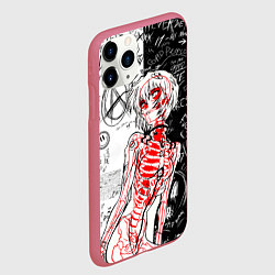 Чехол iPhone 11 Pro матовый Рей Аянами - dead inside mood, цвет: 3D-малиновый — фото 2